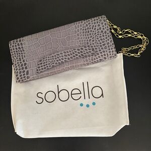 NEW Sobella Grey leather snakeskin print bag